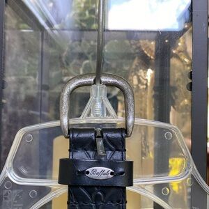 BUFFALO DAVID BITTON Embossed Black Italian Leather Belt Size M (40”)